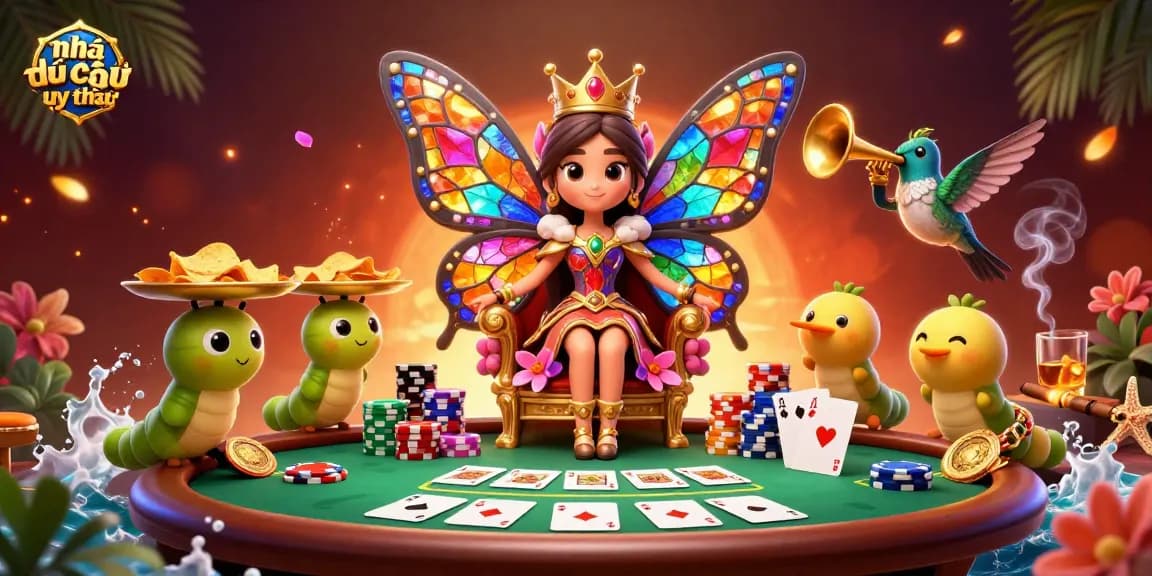 Join the exclusive realm of nhà cái uy tín where the butterfly queen reigns over vibrant poker action.