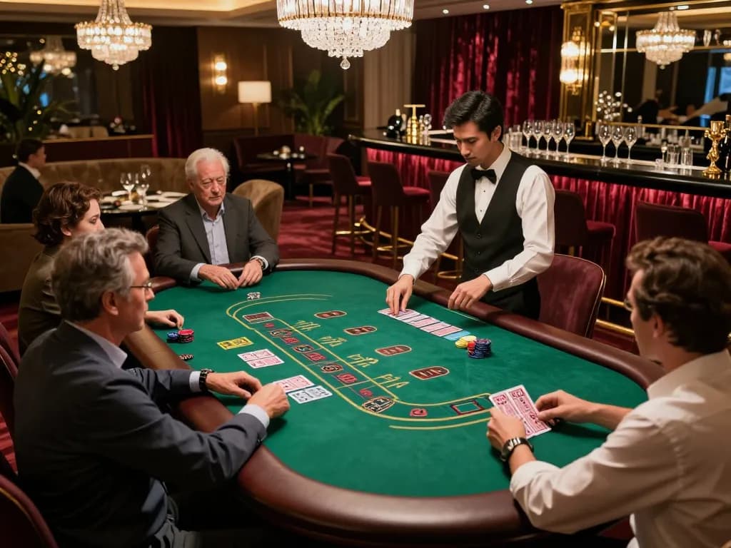 High-stakes game in VIP area showing players betting at W4U blackjack table.