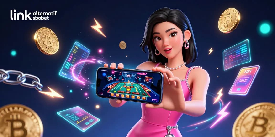Experience the excitement of betting with link alternatif sbobet in a vibrant casino setting featuring a bold Asian woman.