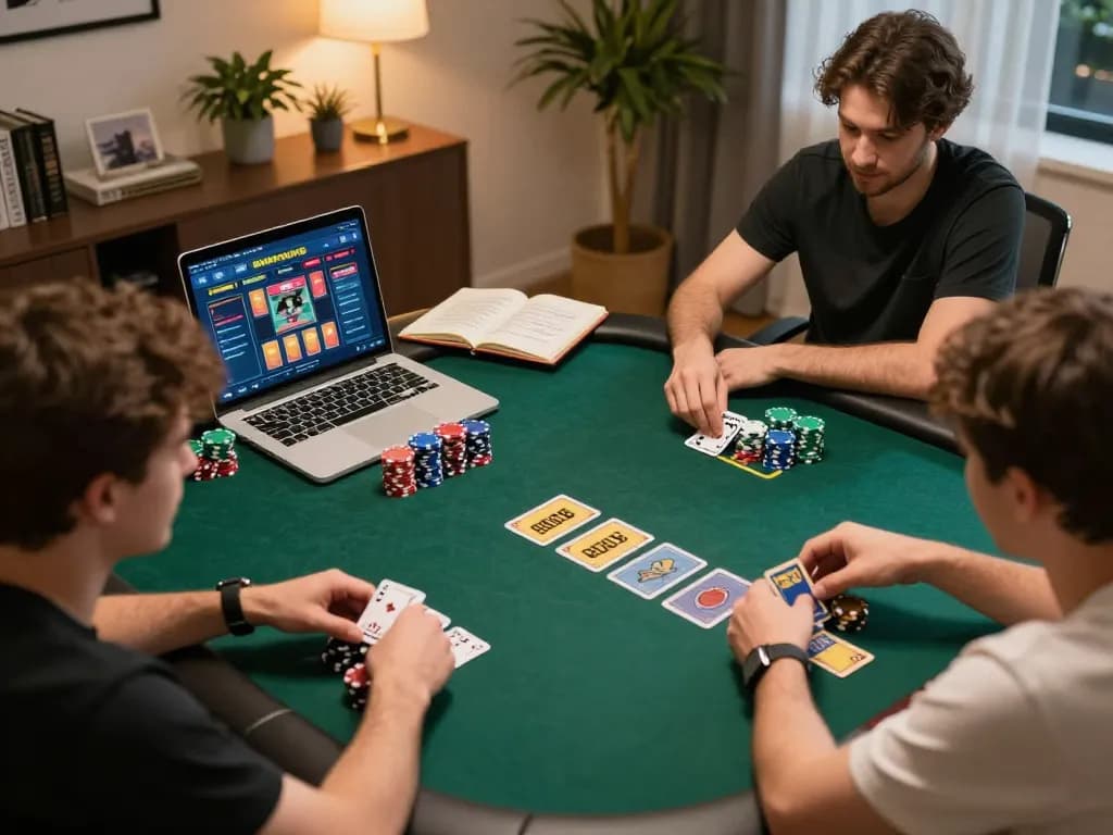 Players strategizing in a competitive online poker game at RR88, showcasing an engaging casino experience.