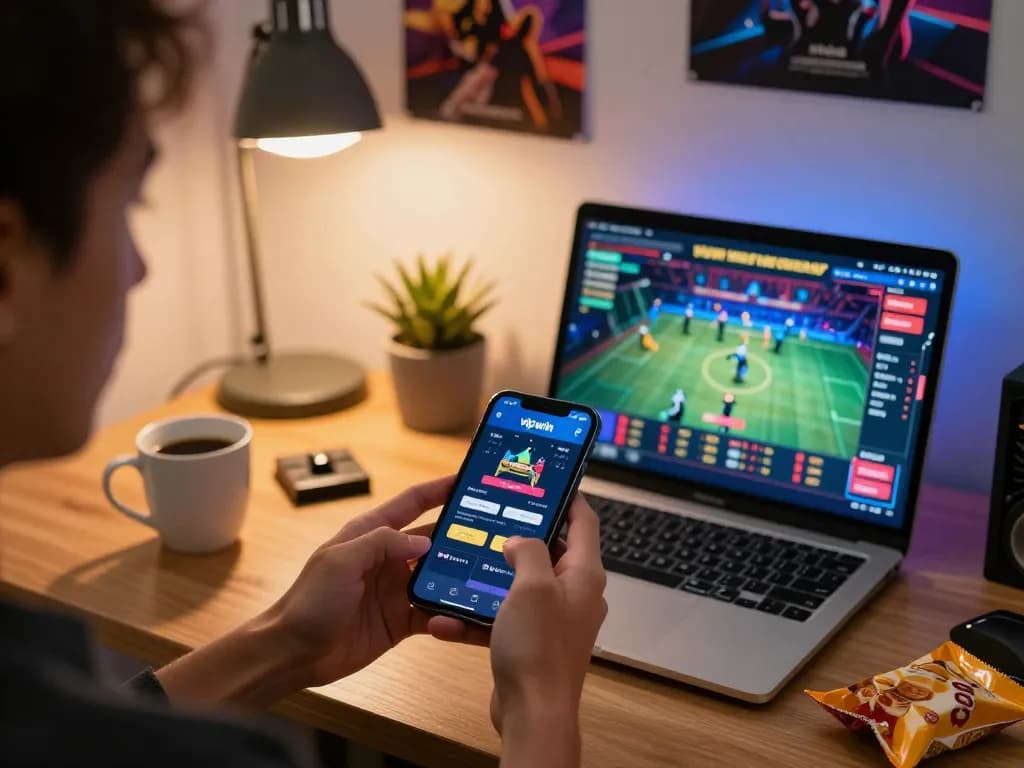 Player engaging with the vipwin app for online betting, showcasing user-friendly interface and strategic gaming