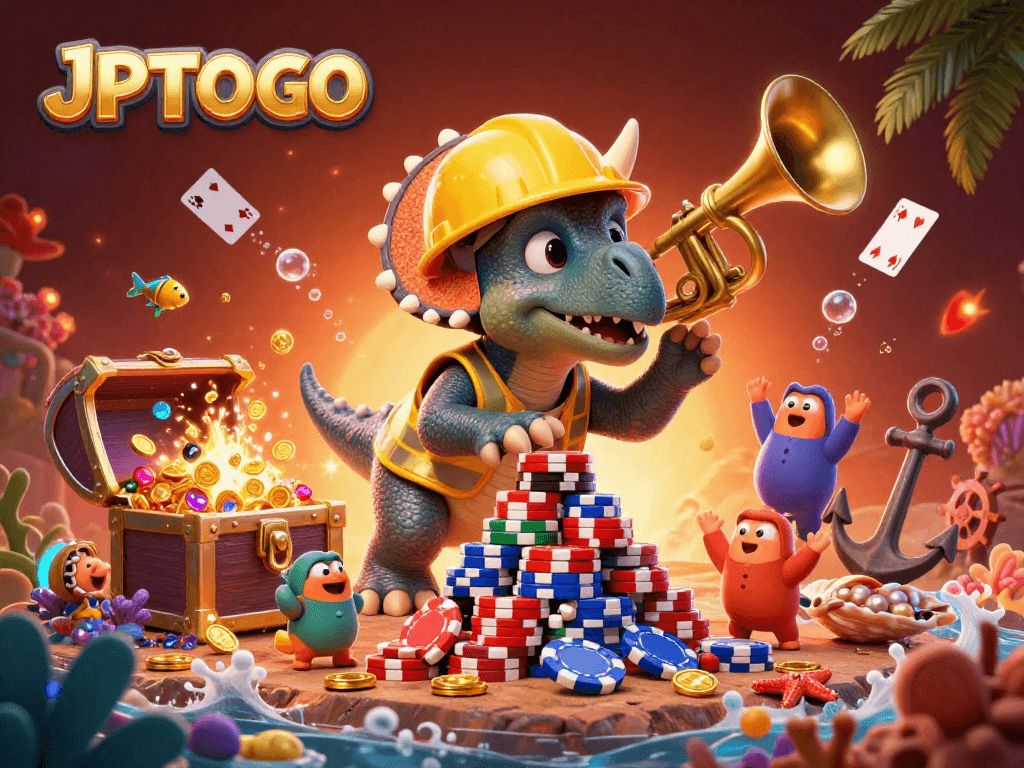 Celebrate winnings with JPTOTO's vibrant 3D illustration highlighting a joyful casino scene.