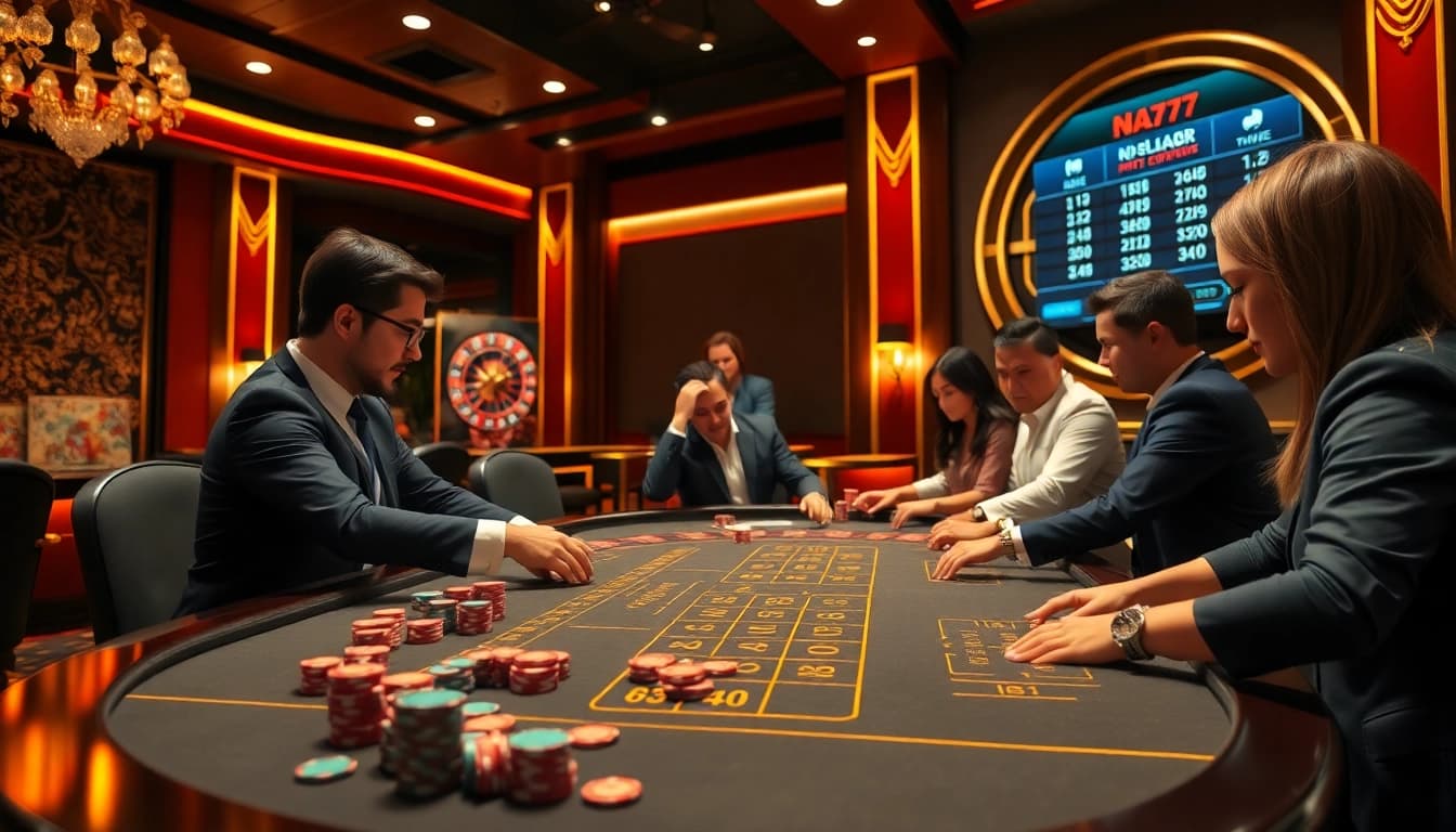 Experience the thrill of online gaming at NA777 with professional dealers and vibrant casino games.