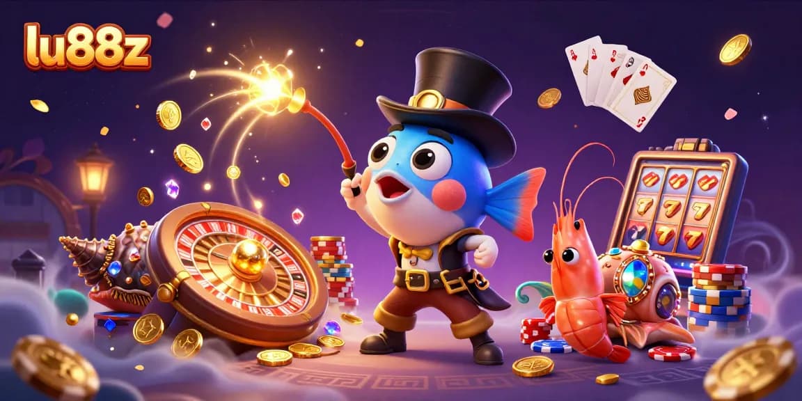 Watch the lu88z anglerfish lure golden coins in a vibrant casino scene.