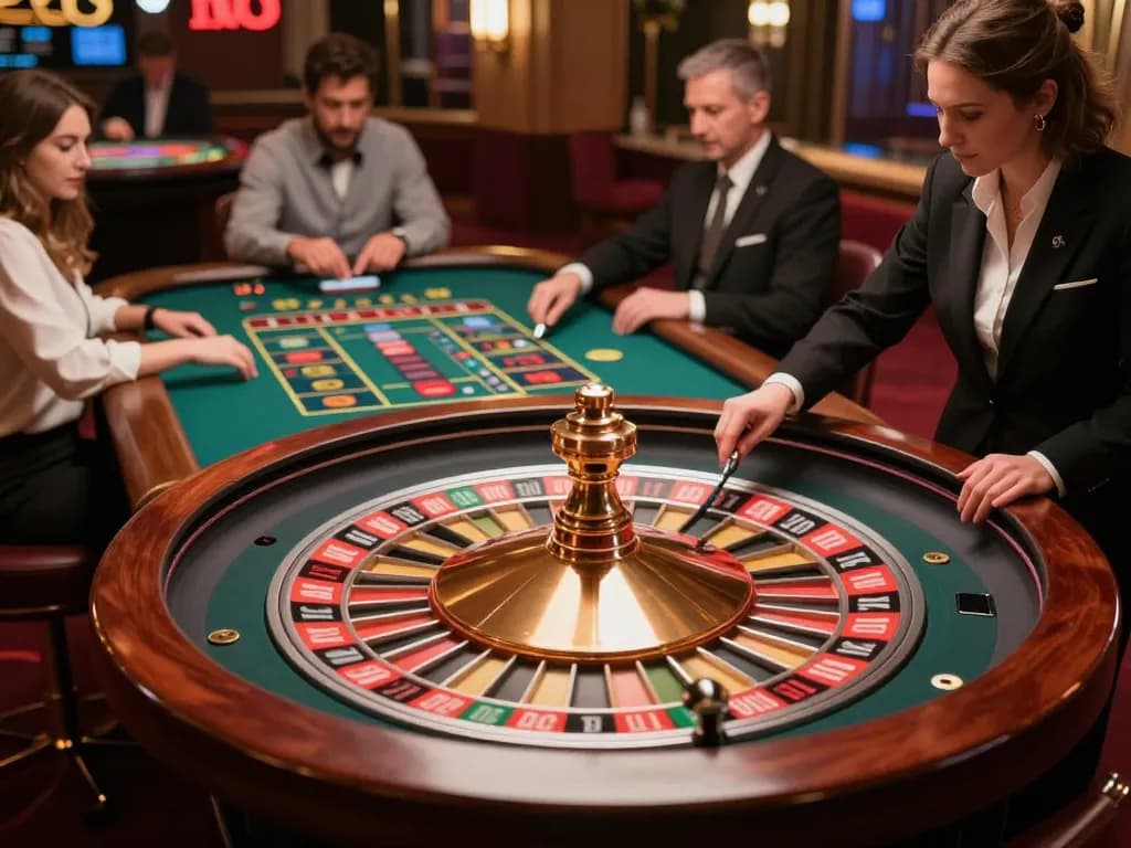 Fabet players engaging seriously at a roulette table, highlighting the excitement of strategic betting.