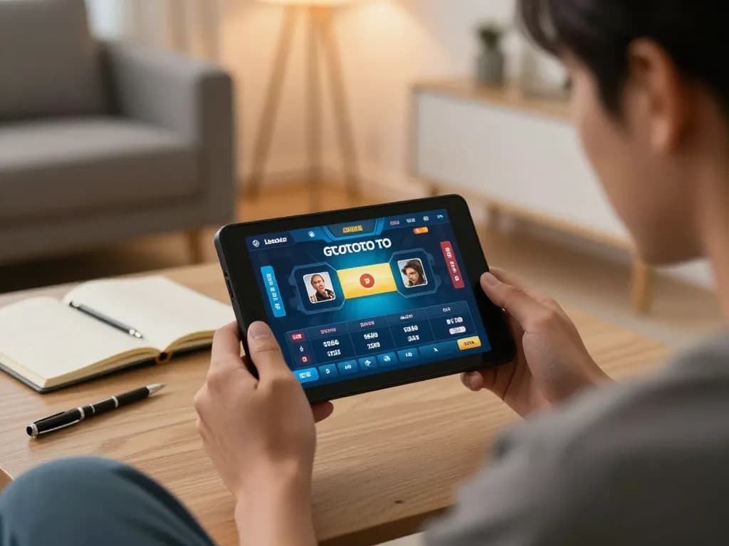 Engaging in gtatoto online betting with a focused user in a cozy home environment.