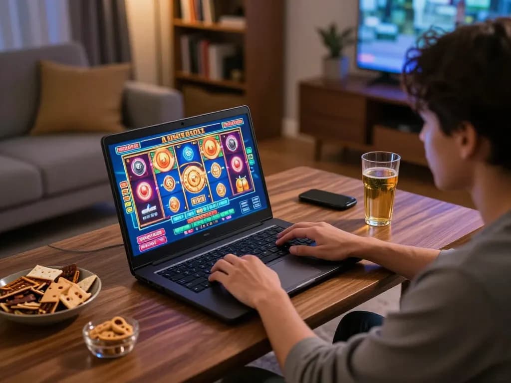 Engaging with laporan promo terbaru platform game digital while enjoying online slots at home.