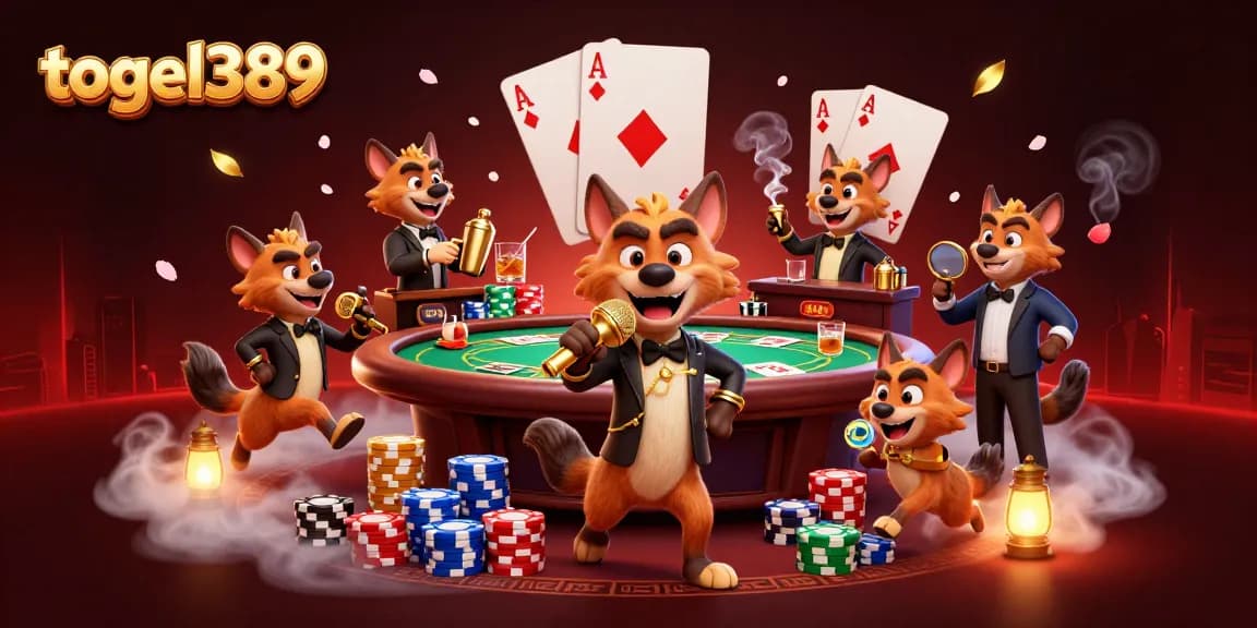 Enhance your gaming experience with togel389's vibrant casino scene featuring lively hyenas.