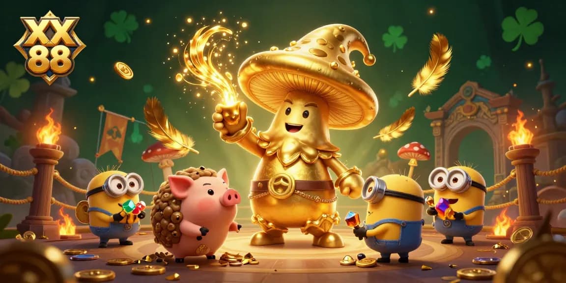 Win big with XX 88 in an action-packed casino scene featuring magical elements and treasures.