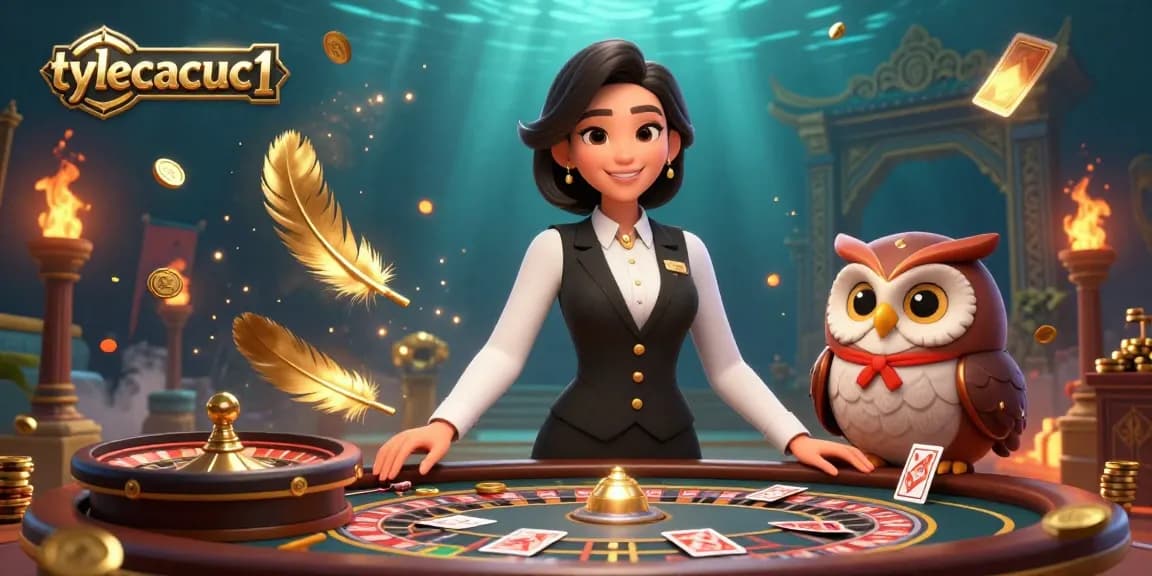 Join dealers at tylecacuoc1 for an exciting baccarat experience amid vibrant casino elements.