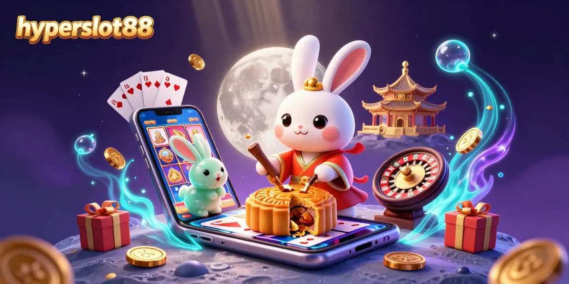 Experience exciting wins with hyperslot88 as the moon rabbit drops poker chips from golden mooncakes.