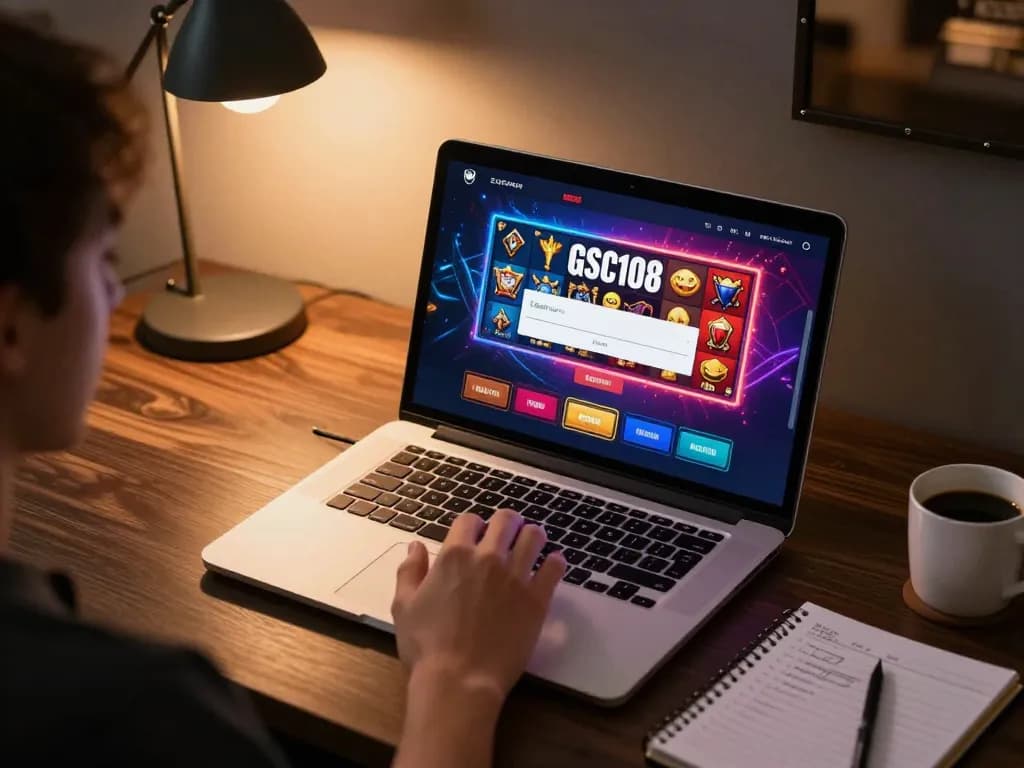 Adegan menarik dari Login Gsc108 di laptop dengan catatan strategis di ruang kerja gaming yang nyaman
