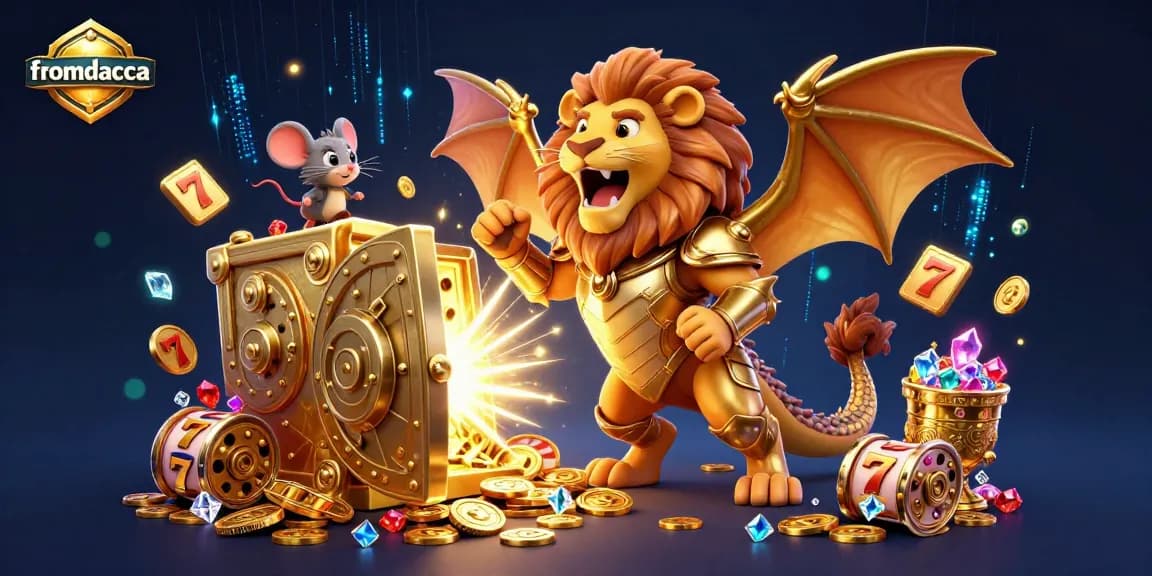 Spin the reels and win big at fromdacca, featuring a mesmerizing 3D chimera and golden treasures.