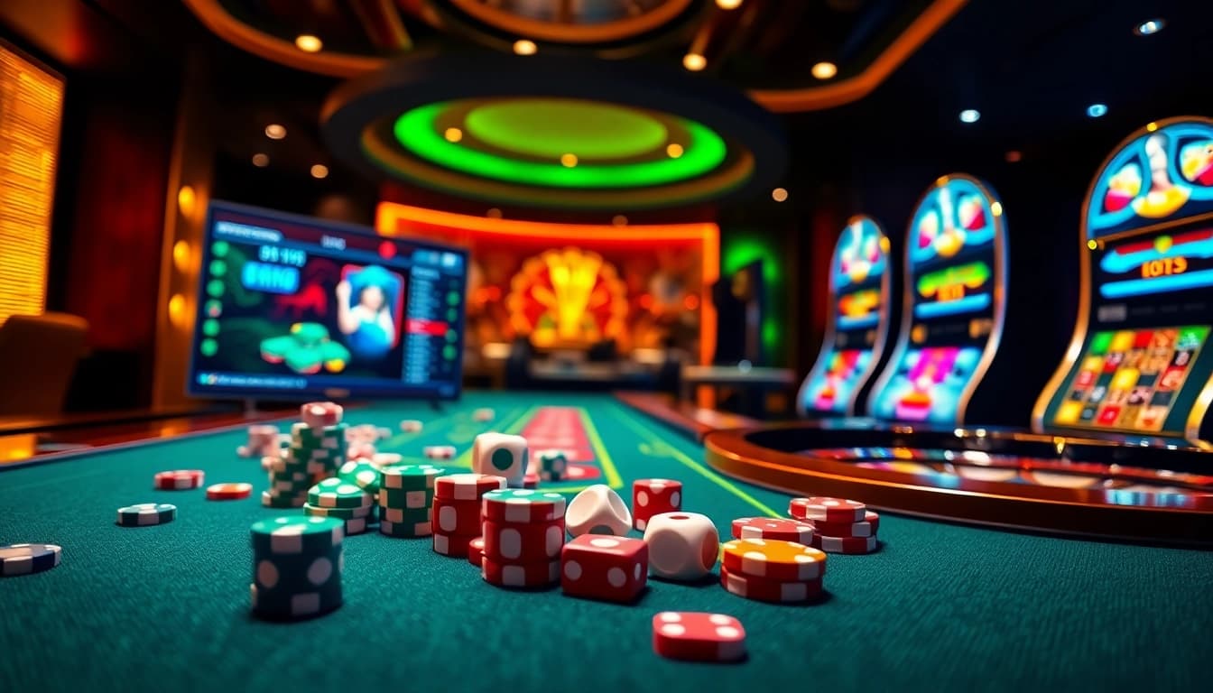 C168 players enjoying a thrilling online casino experience with poker chips and a roulette wheel.