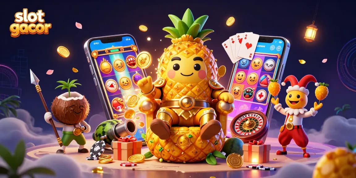 Menangkan slot gacor dengan karakter raja nanas dan jester di kasino pantai