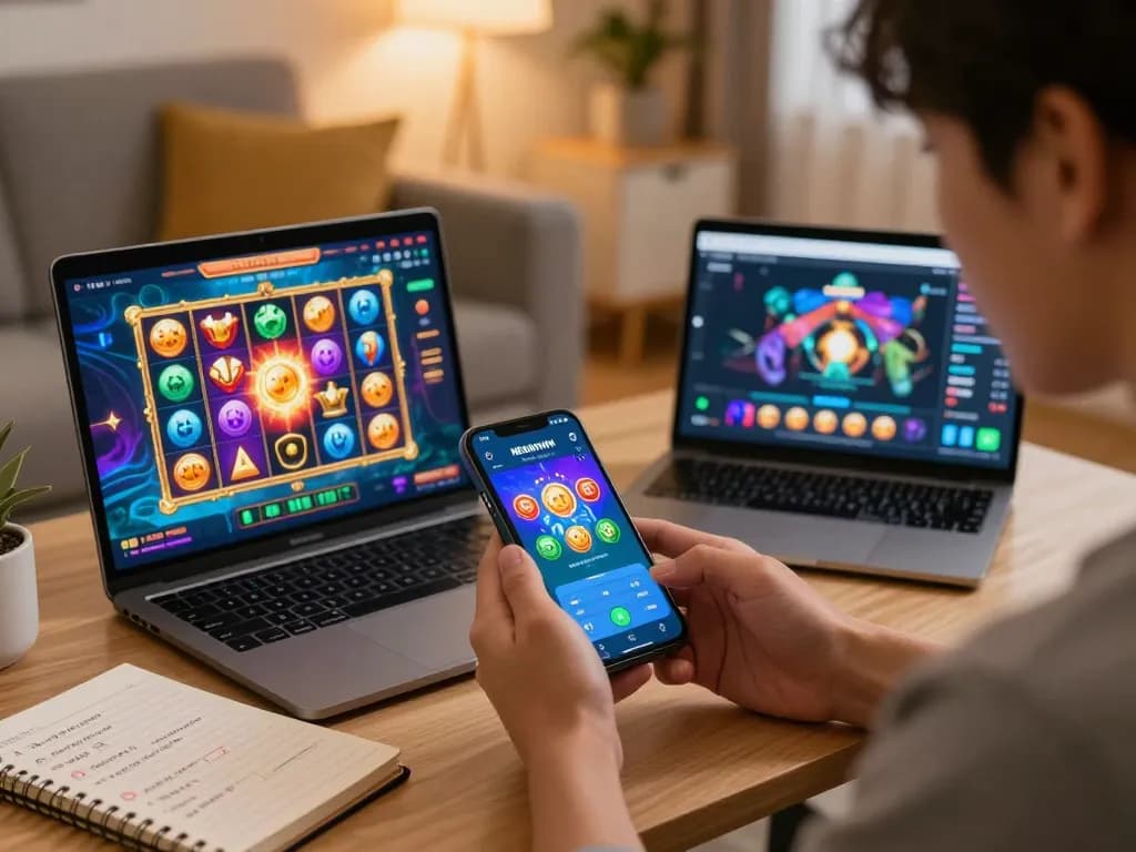 situs gacor nekatwin showcased in an engaging online gaming scene with a player enjoying their mobile gaming experience.