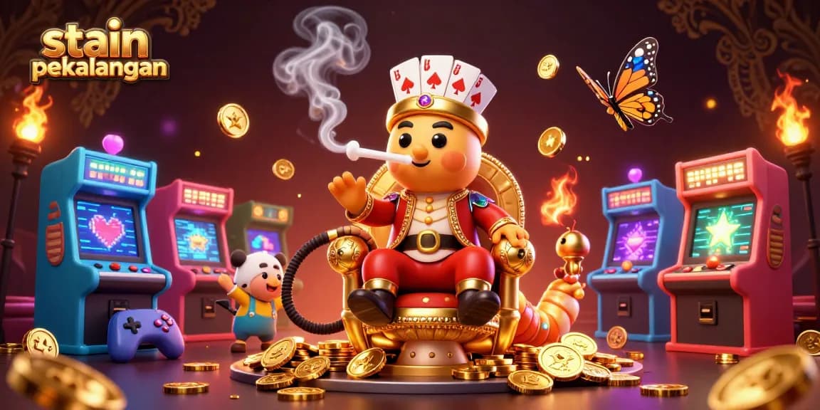 Play poker with excitement at stain pekalongan, where golden elements and vibrant gaming symbols create a captivating scene.
