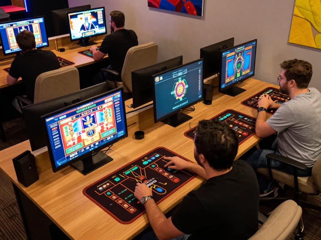 Engaged players at Trang chủ 888new utilizing online casino platforms for strategic gameplay.