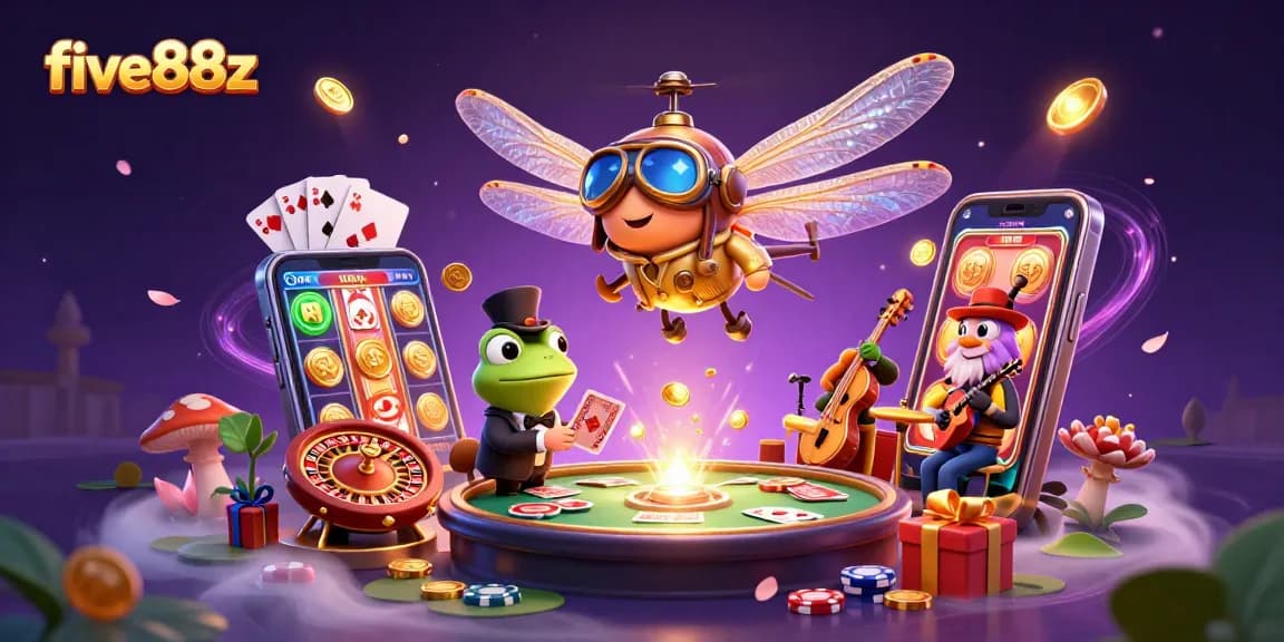 Engage with five88z at the vibrant lily pad casino featuring a frog croupier and lively jazz