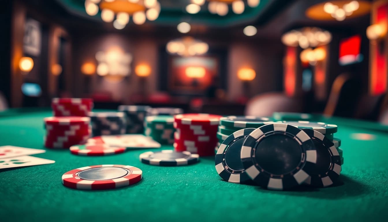 Menangkan permainan mahongtoto dengan keripik dan kartu poker yang bersinar.