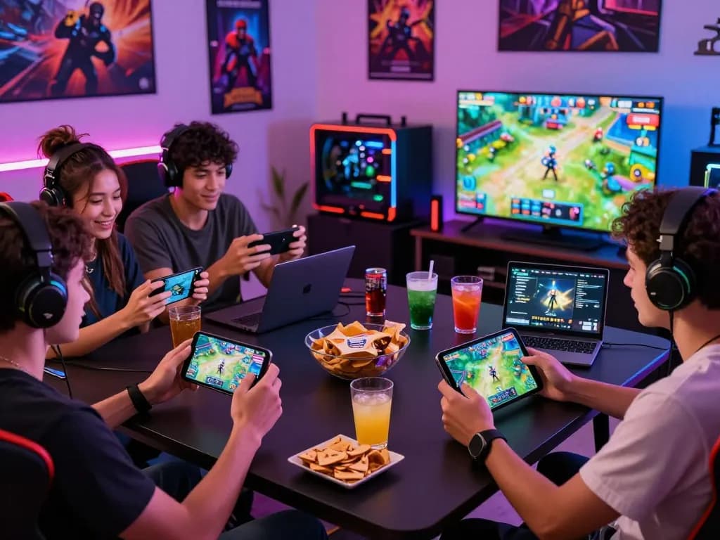 Friends enjoying the exciting TV88 game experience in a vibrant online gaming setup with colorful ambiance.