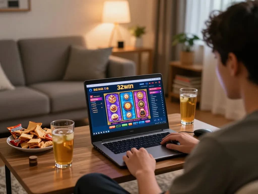 Players enjoying engaging games on 32win's online platform in a cozy home setting.