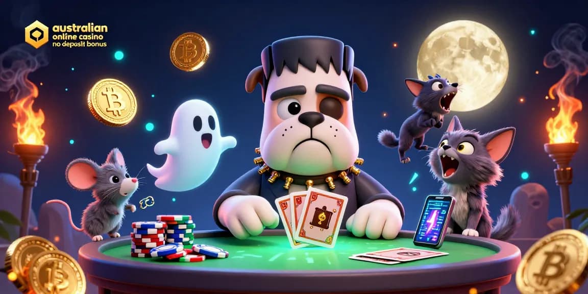 Experience the excitement of winning with the australian online casino no deposit bonus at a spooky casino scene.