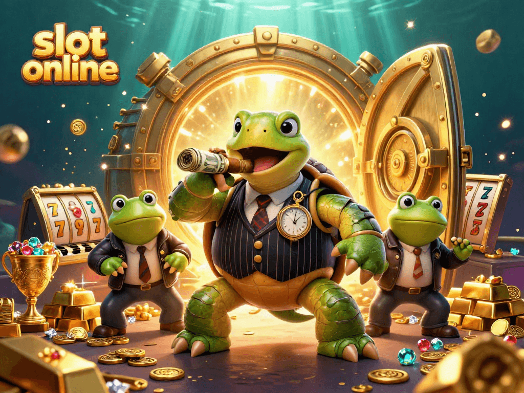 Experience exciting slot online action in a vibrant, dynamic casino scene.