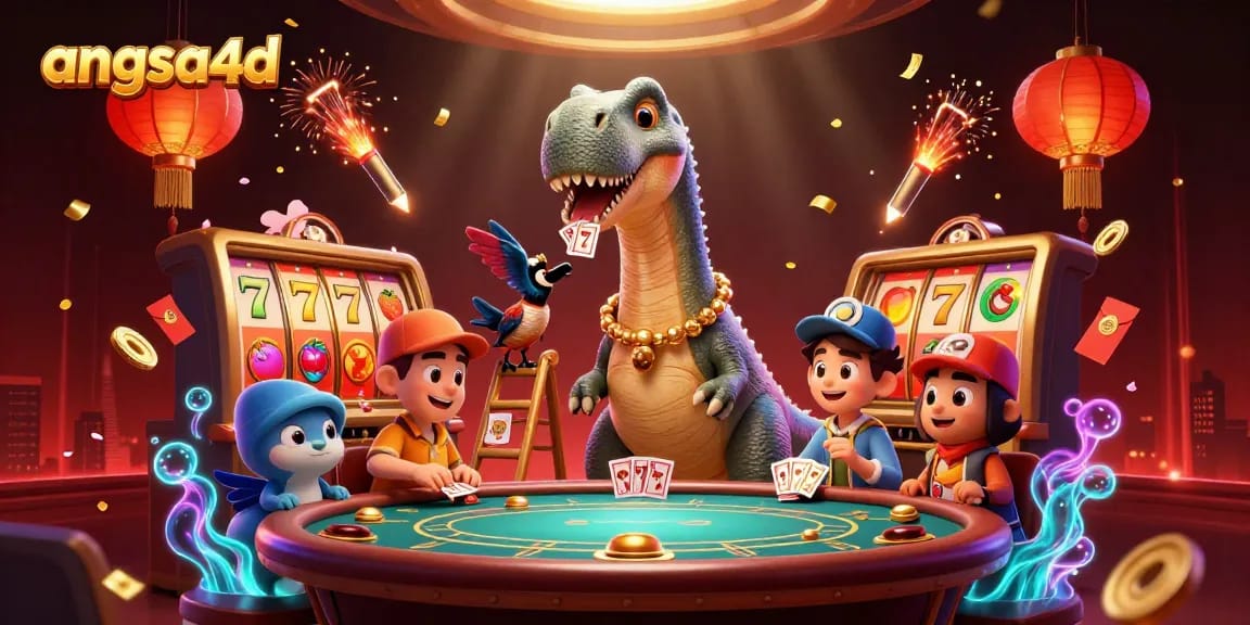 Experience the thrilling wins at angsa4d with 3D characters celebrating at a vibrant casino.