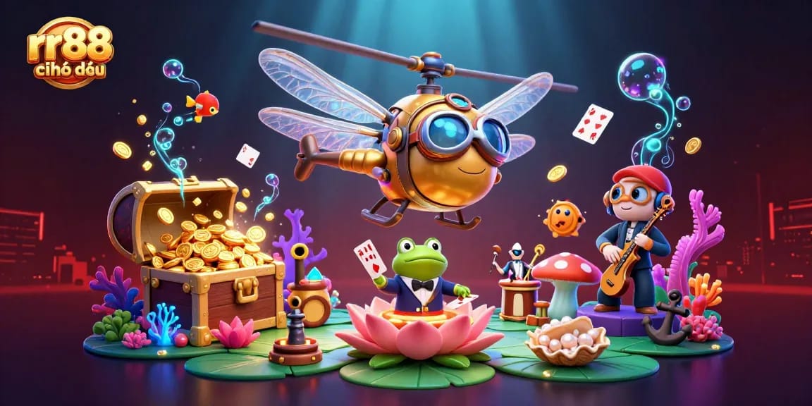 Experience rr88 chính thức with a dynamic dragonfly pilot managing a lily pad casino!