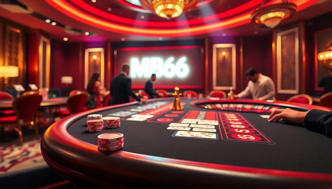 Players enjoying exhilarating games at MB66's vibrant casino tables.