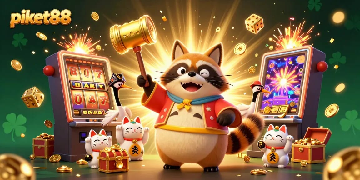 Experience exhilarating gaming moments with piket88, showcasing a vibrant scene of fortune and jackpots.
