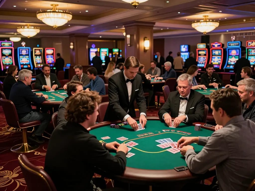 Players enjoying an exciting game of poker at MM88 casino, highlighting the vibrant atmosphere and strategic gameplay.