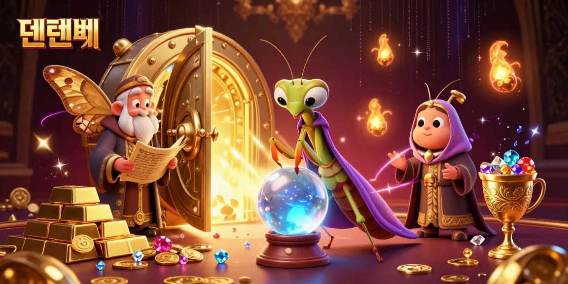 Engage with 텐텐벳 as fortune tellers reveal winning strategies amidst treasures in a vibrant casino.