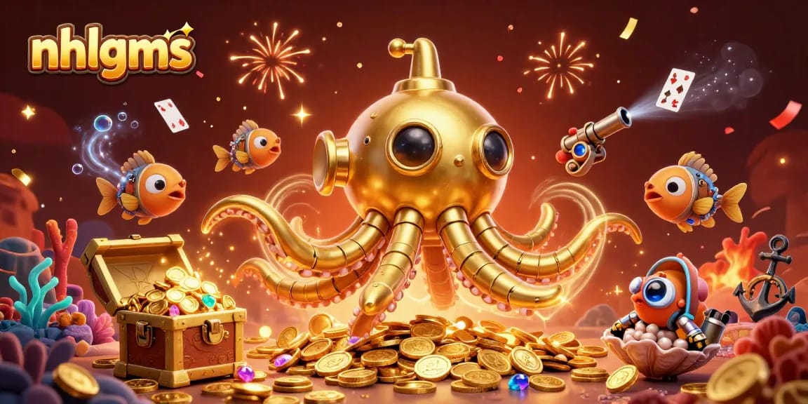 Join the exciting journey of nhlgms with a golden kraken submarine in a treasure-filled underwater casino