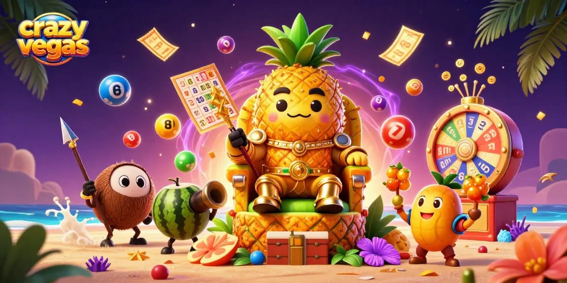Big wins at crazyvegas with vibrant characters and lottery elements in a dynamic casino scene.
