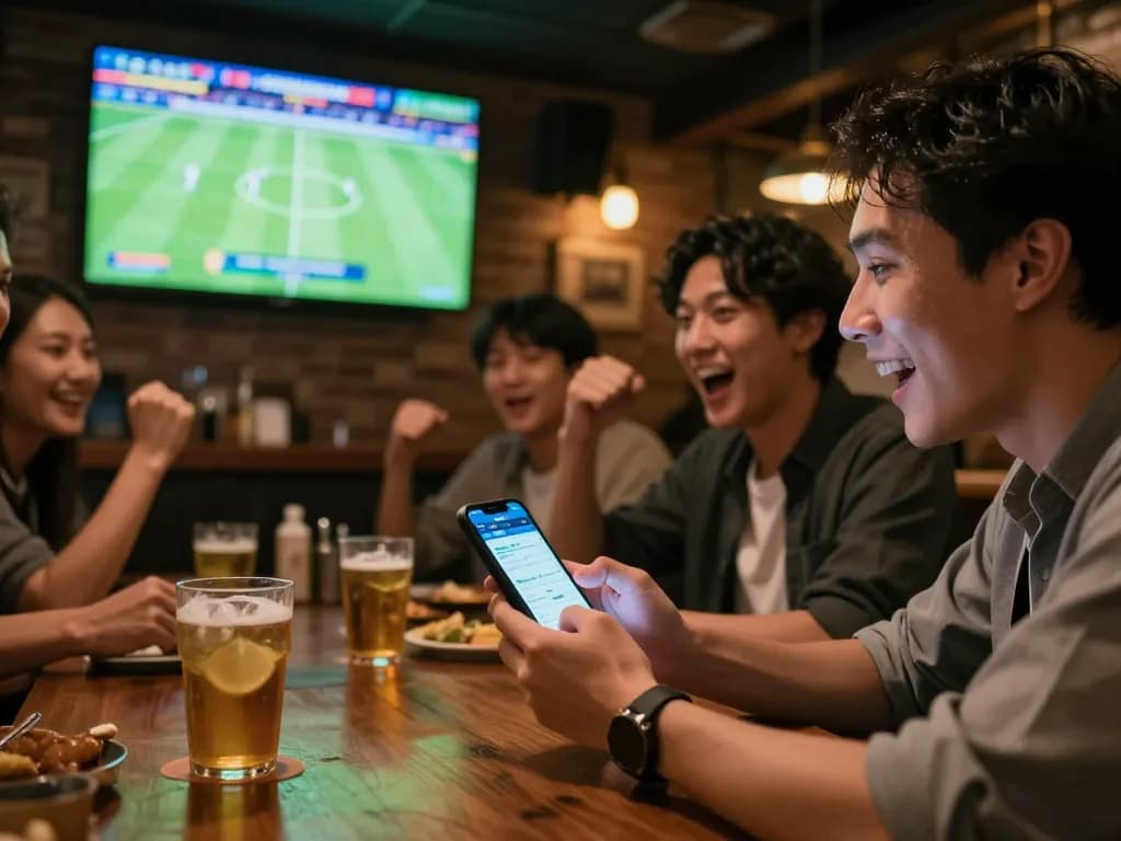 Experience the excitement of kèo nhà cái while betting on live football matches in a vibrant sports bar.