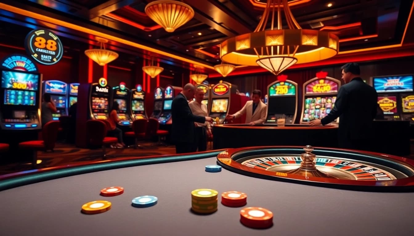 Experience the excitement of gaming at lu88 with vibrant poker chips and thrilling roulette action.