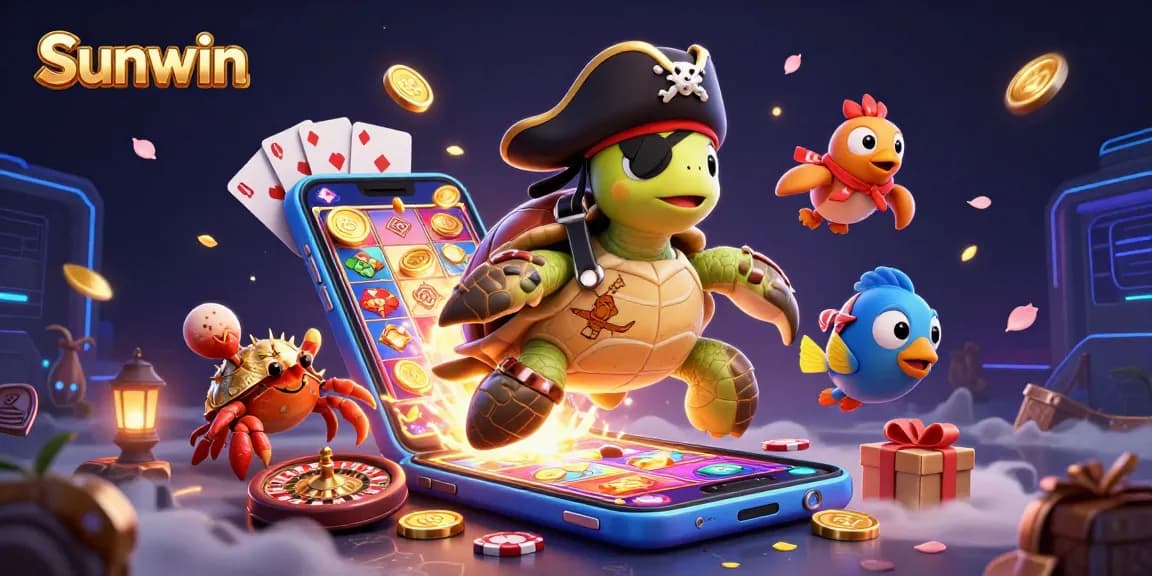 Spin the reels with Sunwin's exciting characters and vibrant slot elements in a lively underwater scene.