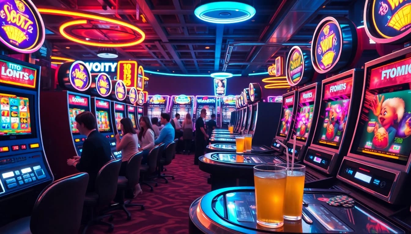 Menang besar di mesin slot bbni4d dengan kegembiraan pemain di kasino yang cerah.