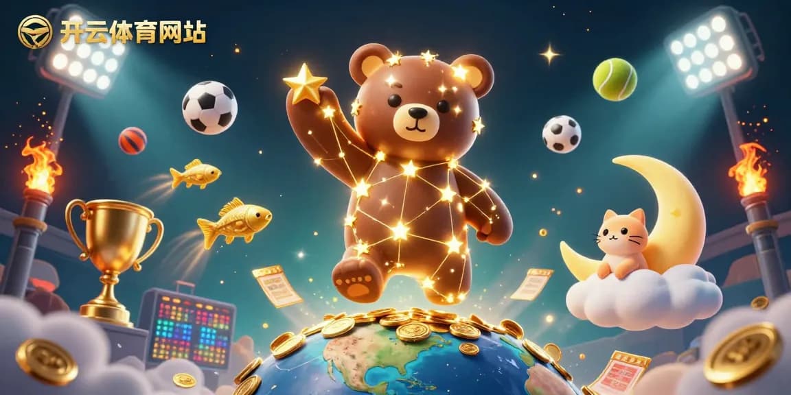 体验开云体育网址精彩体育娱乐,星空下的金色角色与运动元素交织。