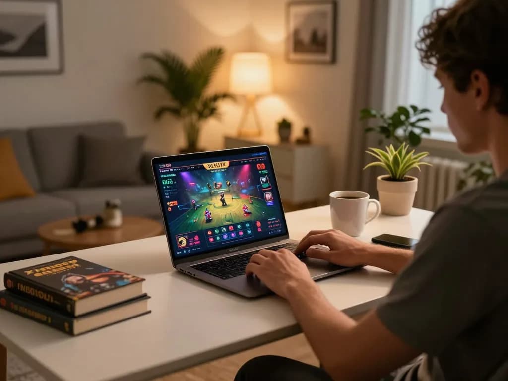 Experience the thrilling XX88 TODAY casino games on a laptop in a cozy home setting.