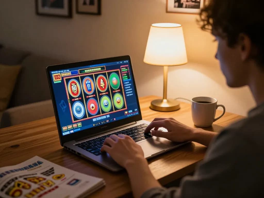 Engaged player using NEGO77 while strategizing bankroll management with online slots.