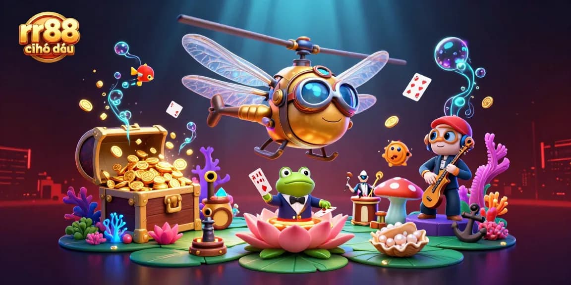 Experience rr88 chính thức with a dynamic dragonfly pilot managing a lily pad casino!
