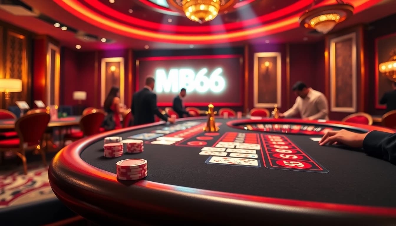 Players enjoying exhilarating games at MB66's vibrant casino tables.