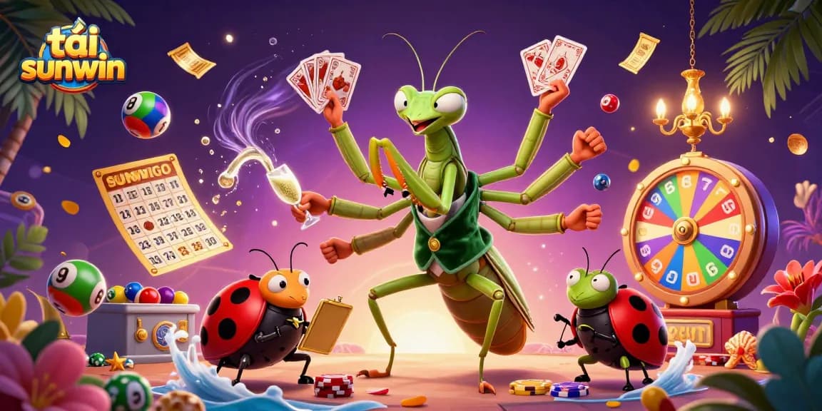 Cunningly play with tải sunwin as a giant praying mantis card sharp deals cards under a ladybug pit boss's watchful eye.