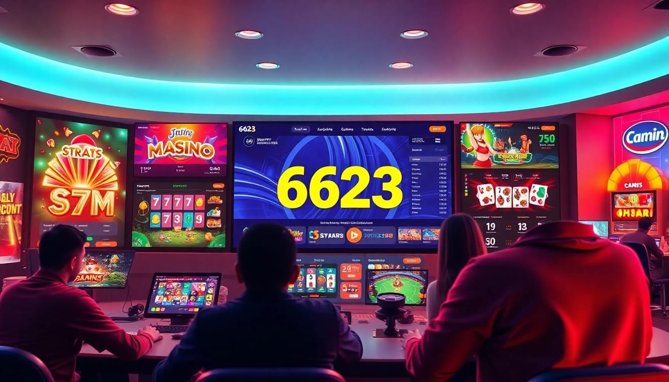 Online gaming platform showcasing 6623 brand with vibrant gaming options.