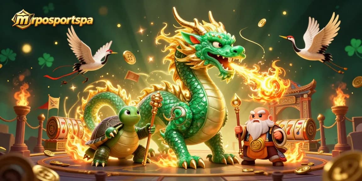 Rasakan sensasi mposportspa dengan naga dan bijak kura-kura di tengah elemen permainan slot yang penuh warna.