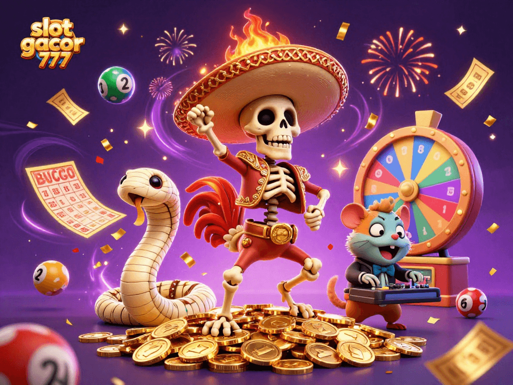 Experience thrilling wins with slot gacor 777 featuring dynamic gameplay elements and festive characters.