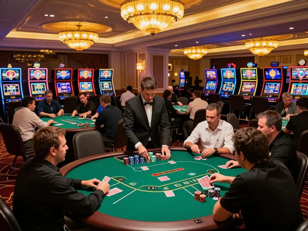 Players at a casino poker table enjoying their gaming experience with TOP nhà cái uy tín